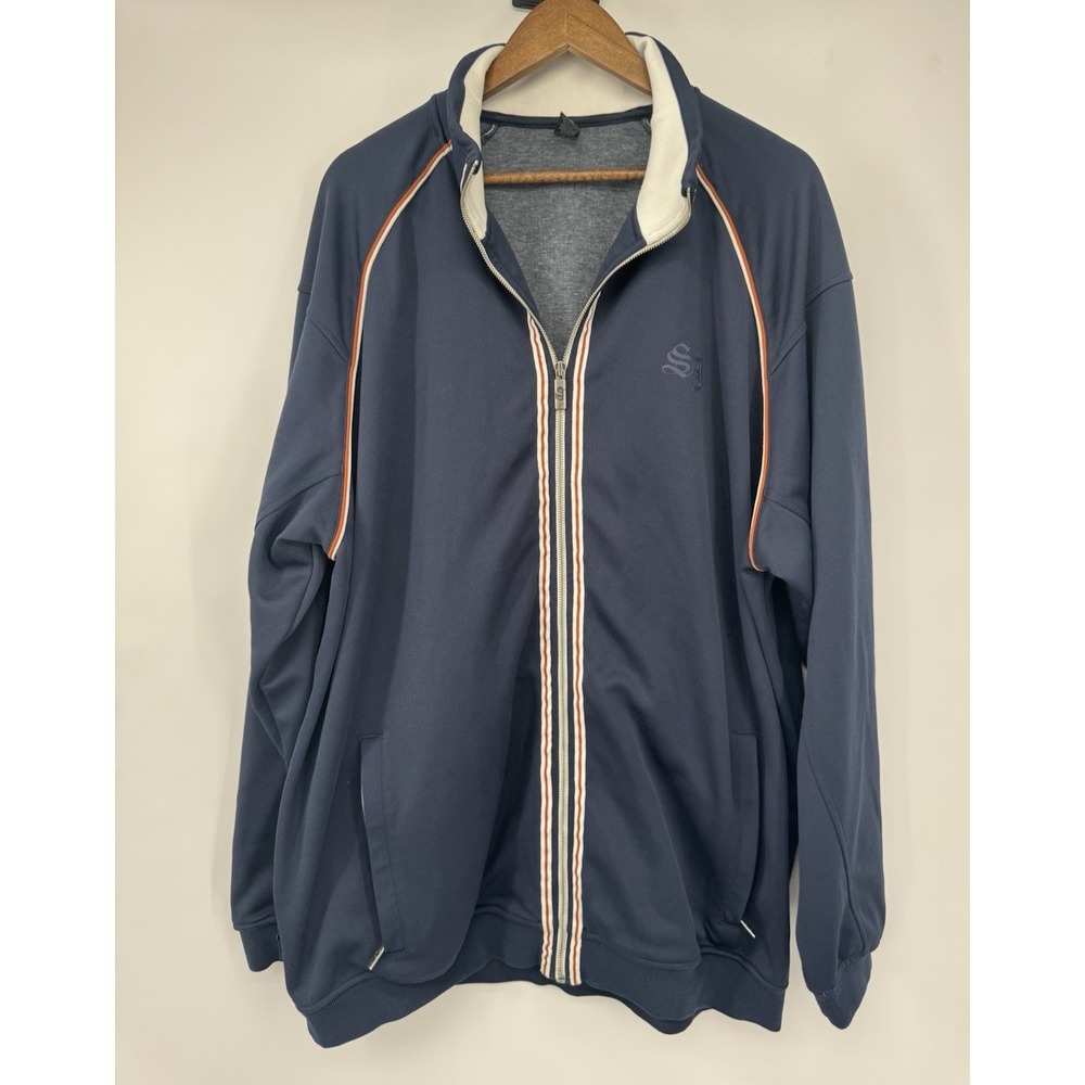 Sean John Blue Zip Track Jacket Retro Y2K Contrast Piping Athletic Streetwear 3X